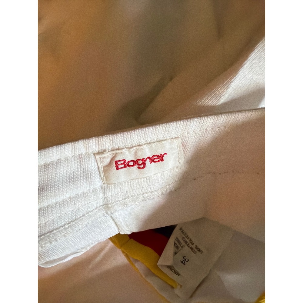 Vintage Bogner White Tennis Shorts Striped Waistband Retro Athletic Size 34 - Picture 6 of 7